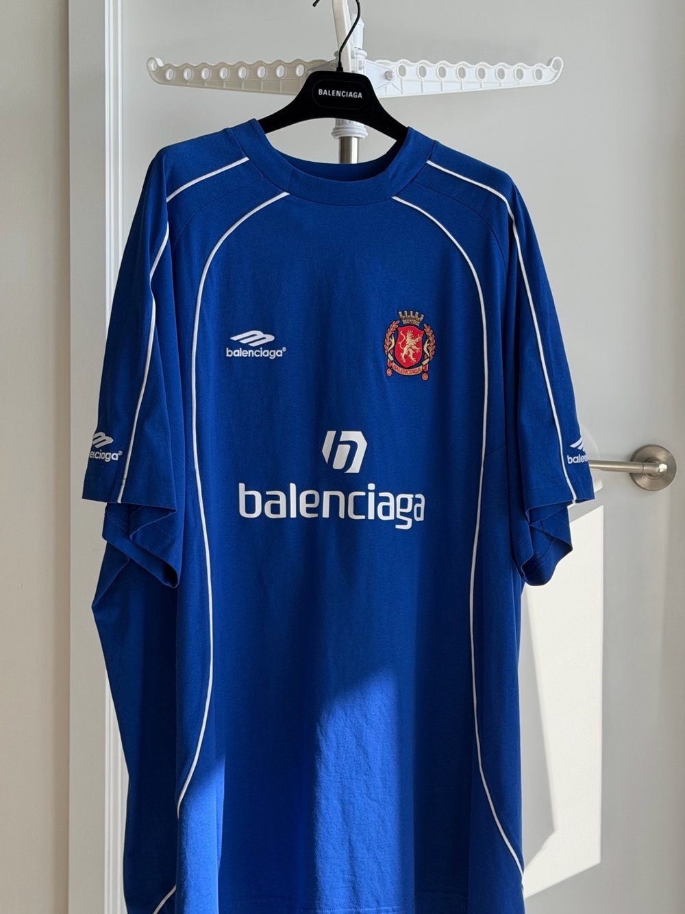 Balenciaga Royal Blue Logo Sports Jersey with Crest